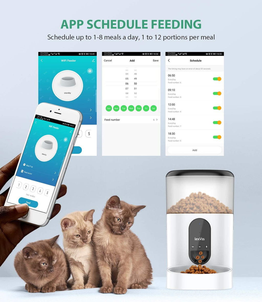 Automatic Cat/dog Feeder, Dog Dispenser with Voice Recorder Programmable, Smart APP Auto Food Feeder.