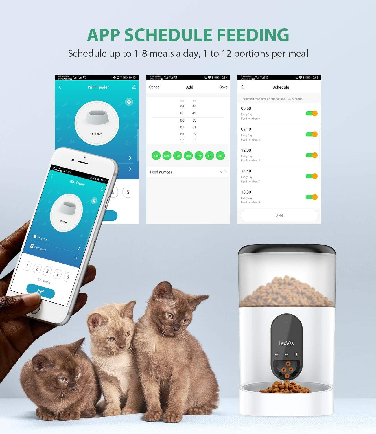 Automatic Cat/dog Feeder, Dog Dispenser with Voice Recorder Programmable, Smart APP Auto Food Feeder.