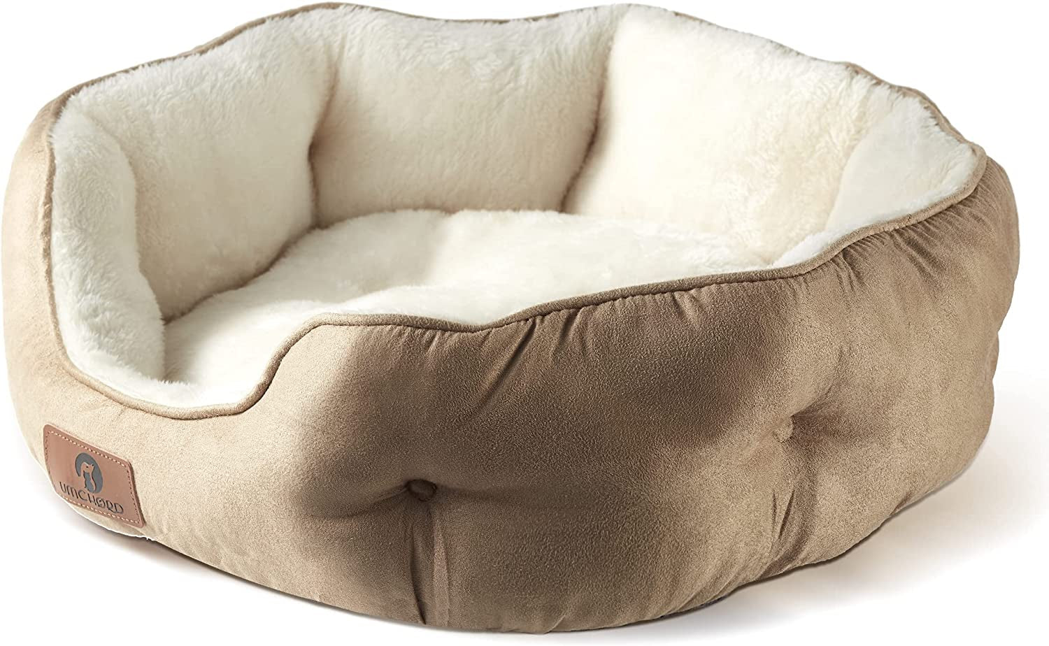 Asvin Small Dog Bed for Small Dogs, Cat Beds for Indoor Cats, Pet Bed for Puppy and Kitty, Extra Soft & Machine Washable with Anti-Slip & Water-Resistant Oxford Bottom, Brown, 20 Inches