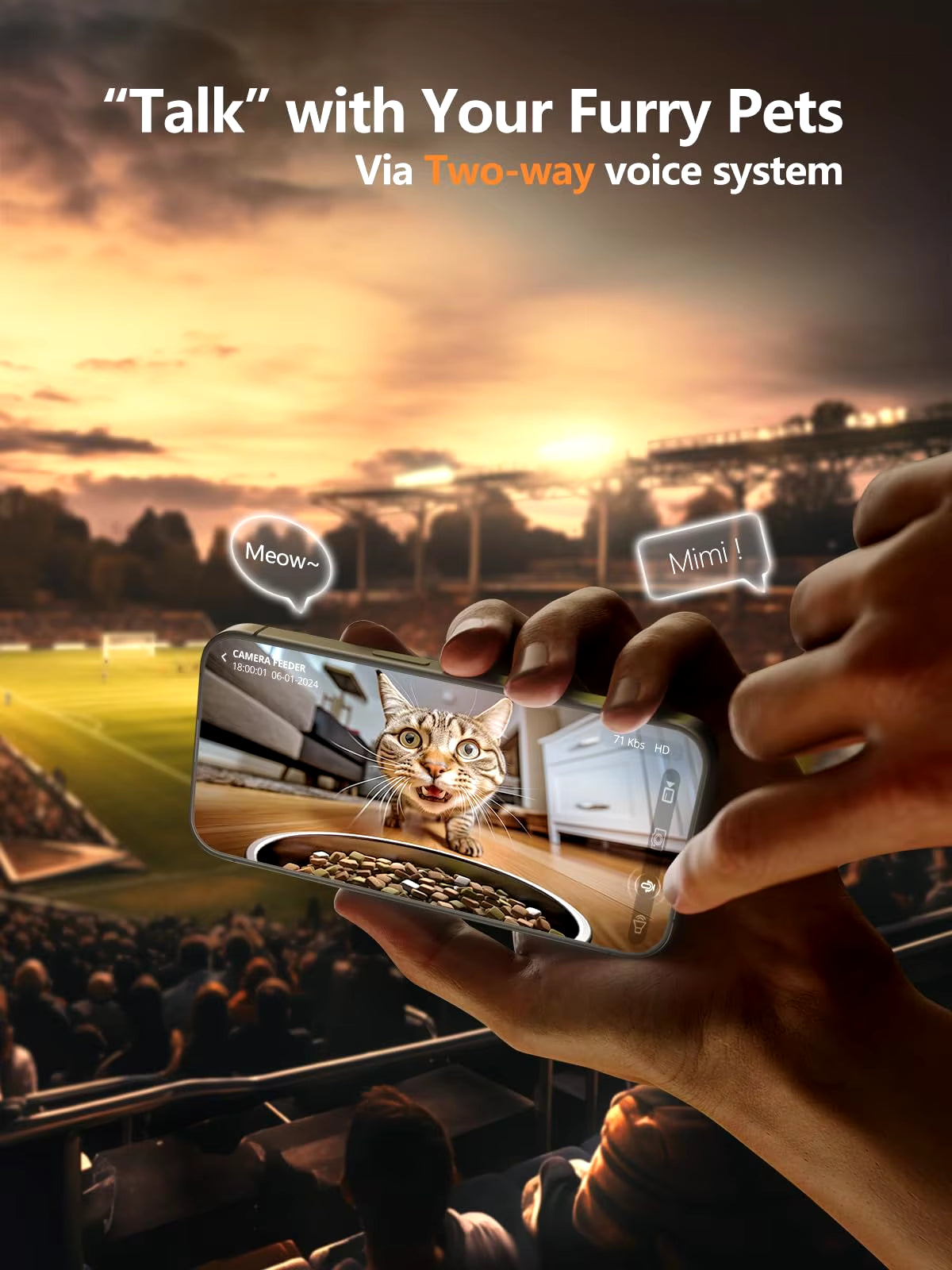 Automatic Cat Feeder — Camera Pet Smart Cat Food Kibble Dispenser 2.4G/5Gwifi.