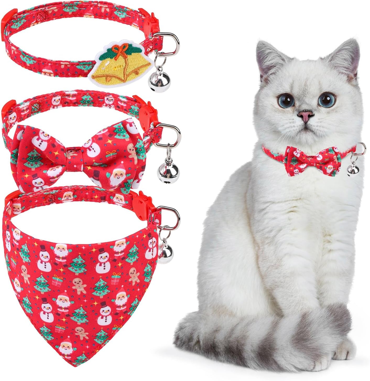 KOOLTAIL Breakaway Cat Collars – 2-Pack Plaid Bandana Set