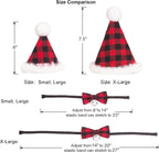 ADOGGYGO Christmas Dog Bandana Hat Bow Tie Set - Classic Red Plaid Pet Xmas Scarf Hat Christmas Costume Outfit for Medium Large Dogs Pets (Large)