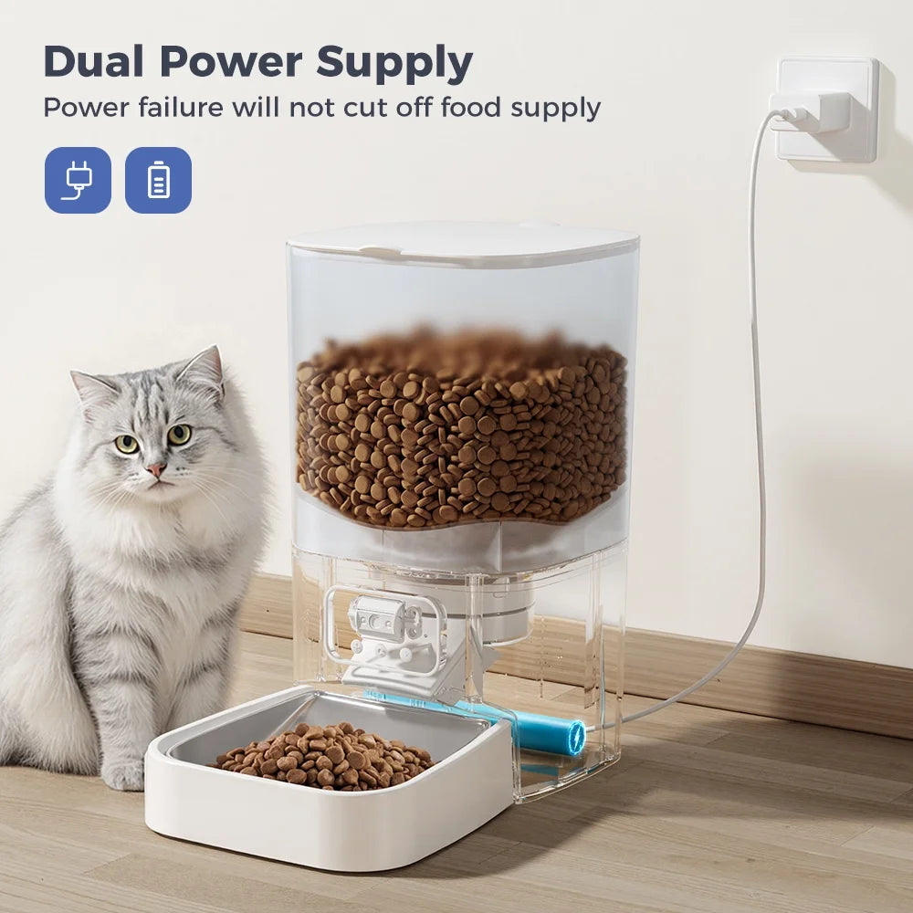 DOMIPET - Wi-Fi Automatic Pet Feeder with Camera & Night Vision, Two-Way Audio, 6L.