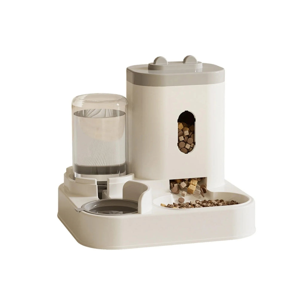 Automatic Dual Bowl Pet Feeder & Water Dispenser with Adjustable Portion Control.
