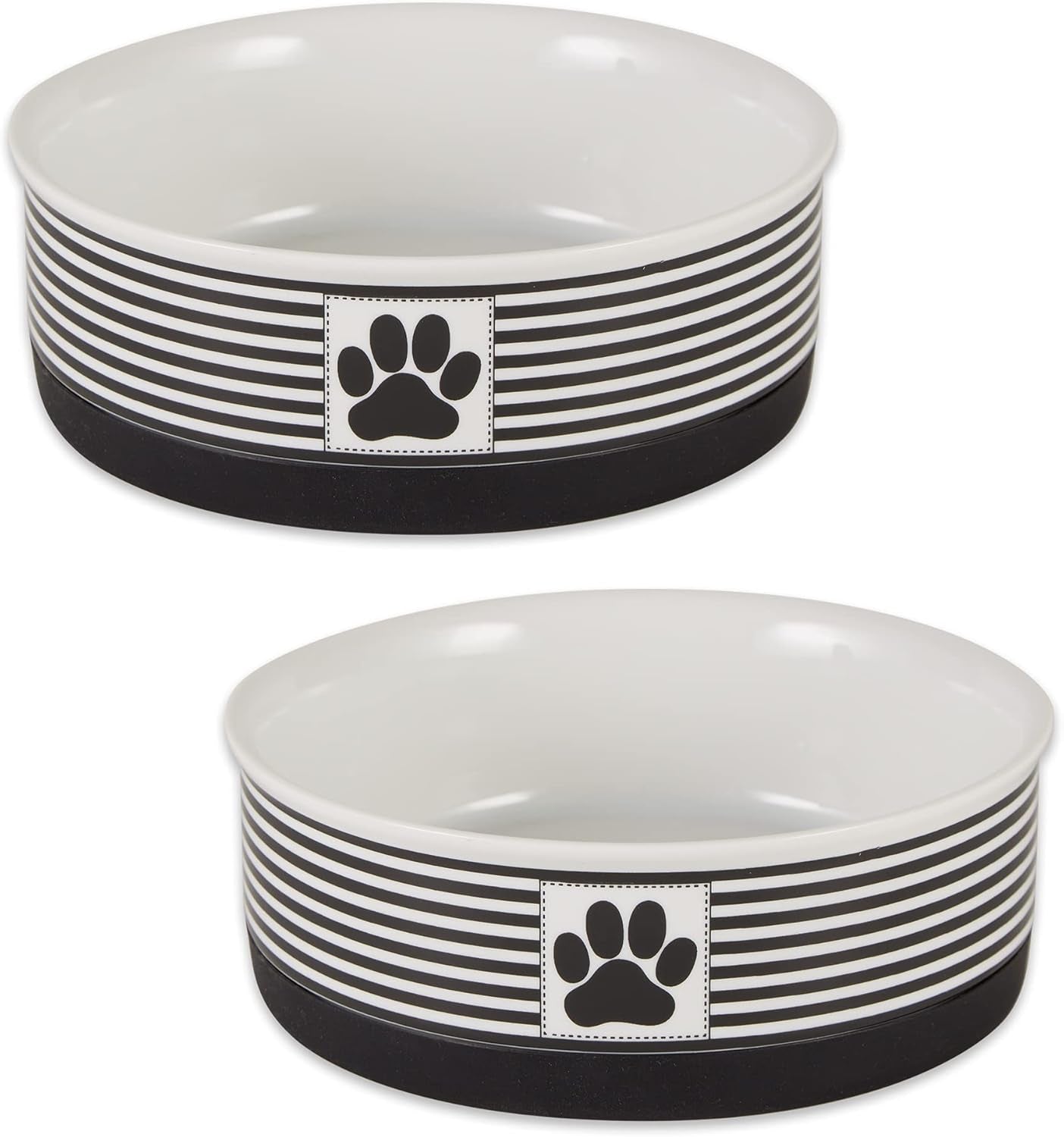 Bone Dry Paw & Patch Ceramic Pet Collection, Large Set, 7.5X2.4", Nautical Blue, (Pack of 2)