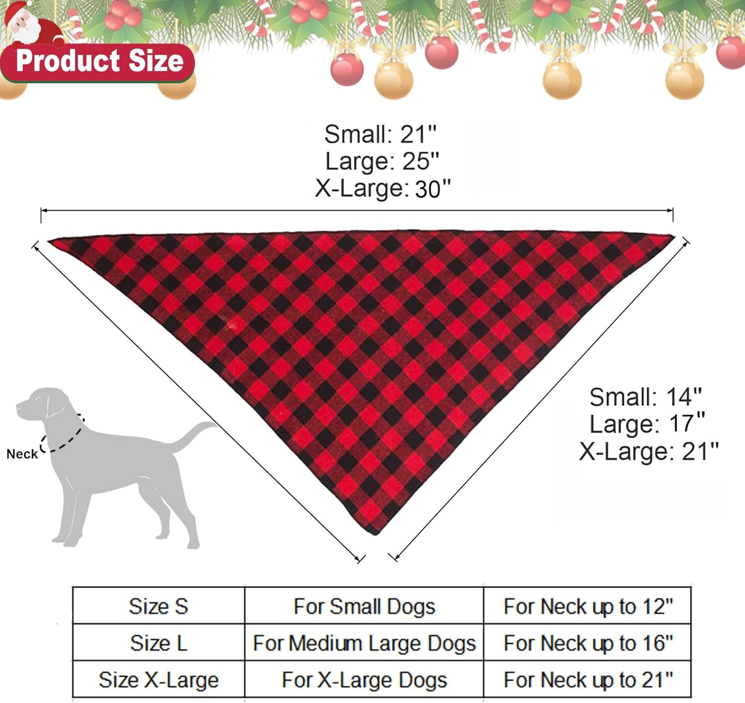 ADOGGYGO Christmas Dog Bandana Hat Bow Tie Set - Classic Red Plaid Pet Xmas Scarf Hat Christmas Costume Outfit for Medium Large Dogs Pets (Large)