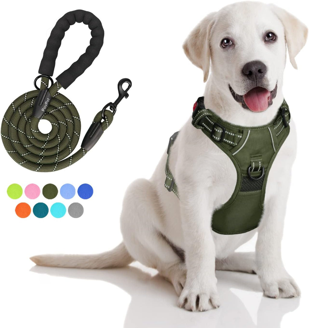 Dog Harness and Leash Combo, Escape Proof,  5 Feet Leash, Reflective Adjustable.