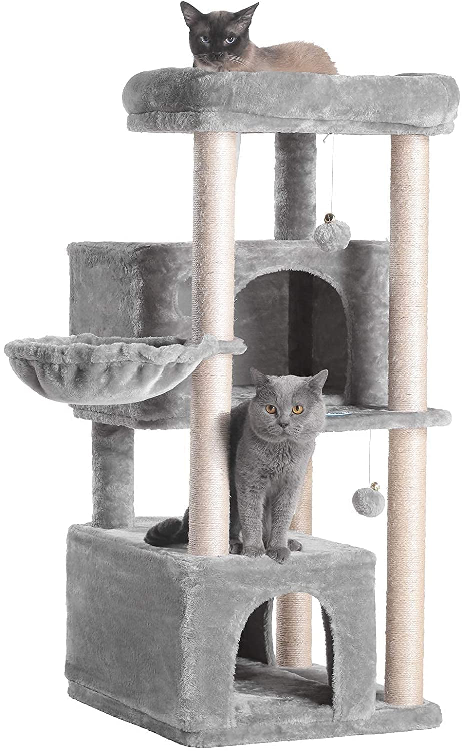 Hey-Brother - Large Cat Tree Tower with 2 Plush Condos