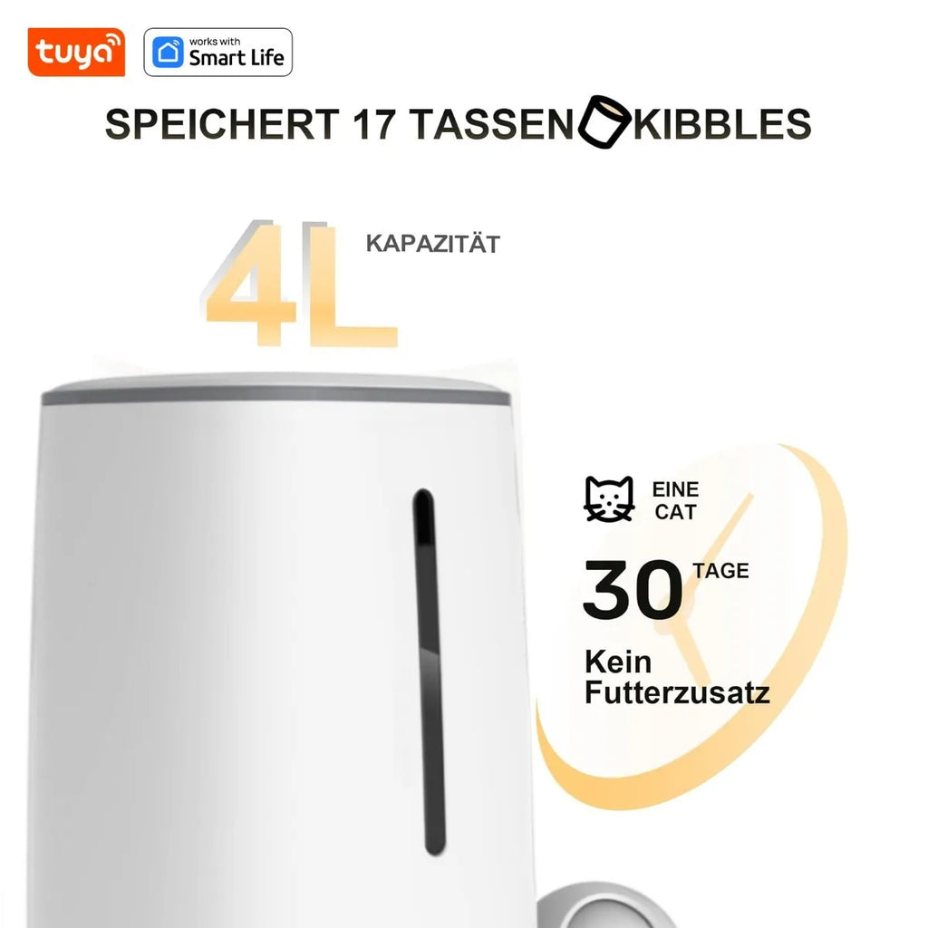 4L Automatic Pet Feeder For1/2Cats,Wifi Smart Feed Automatic Pet Feeder for Cats& Dogs