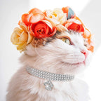 Adjustable Glitter Pendant Necklaces for Small Dogs and Cats (White) - Set of 3