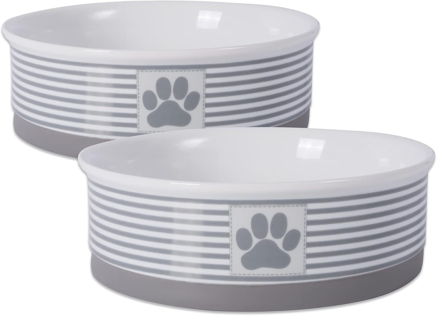Bone Dry Paw & Patch Ceramic Pet Collection, Large Set, 7.5X2.4", Nautical Blue, (Pack of 2)