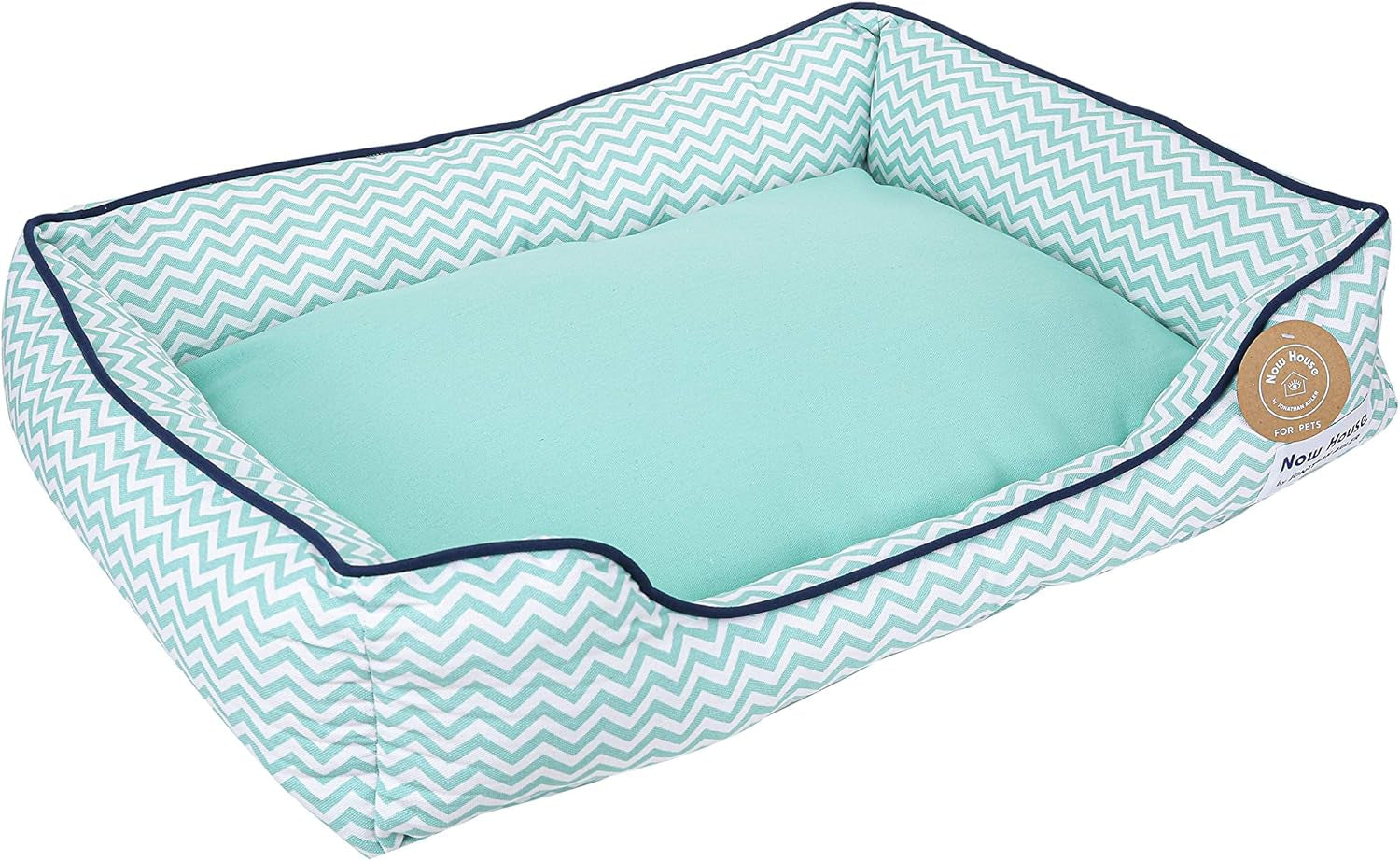 Jonathan Adler Now House for Pets Grey Diamond Cushion Dog Bed, Small Dog Bed, Machine Washable, Cotton/Poly Blend, 17X22X5 Inches