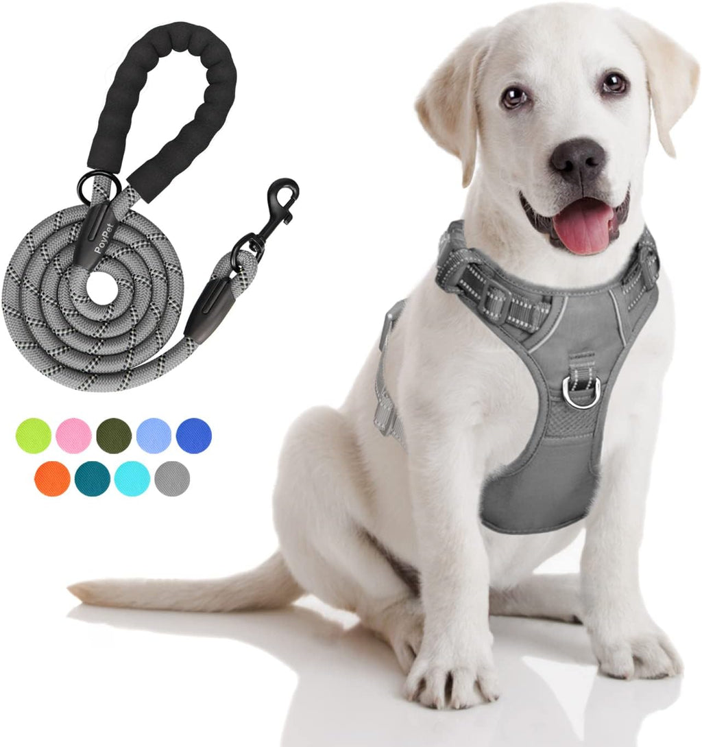 Dog Harness and Leash Combo, Escape Proof,  5 Feet Leash, Reflective Adjustable.