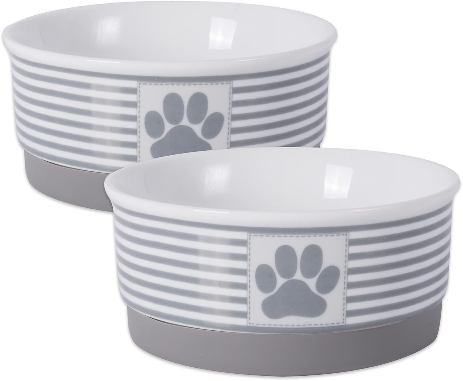 Bone Dry Paw & Patch Ceramic Pet Collection, Large Set, 7.5X2.4", Nautical Blue, (Pack of 2)