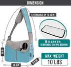 Petami Small Dog Sling Carrier, Soft-Sided Crossbody Puppy Carrying Purse Bag, Adjustable Sling Pet Pouch to Wear Medium Dog Cat Travel, Dog Bag for Traveling, Poop Bag Dispenser, Max 10 Lbs, Blue