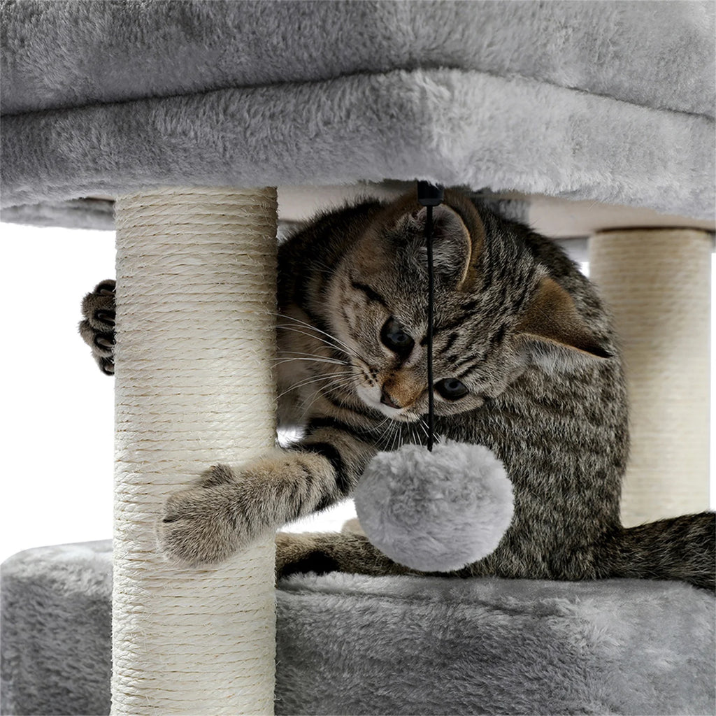 Pefilos 29" Cat Tree Tower for Indoor Cats Cat Condo with Sisal Scratching Posts, Plush Perch, Cat Bed Furniture, Gray