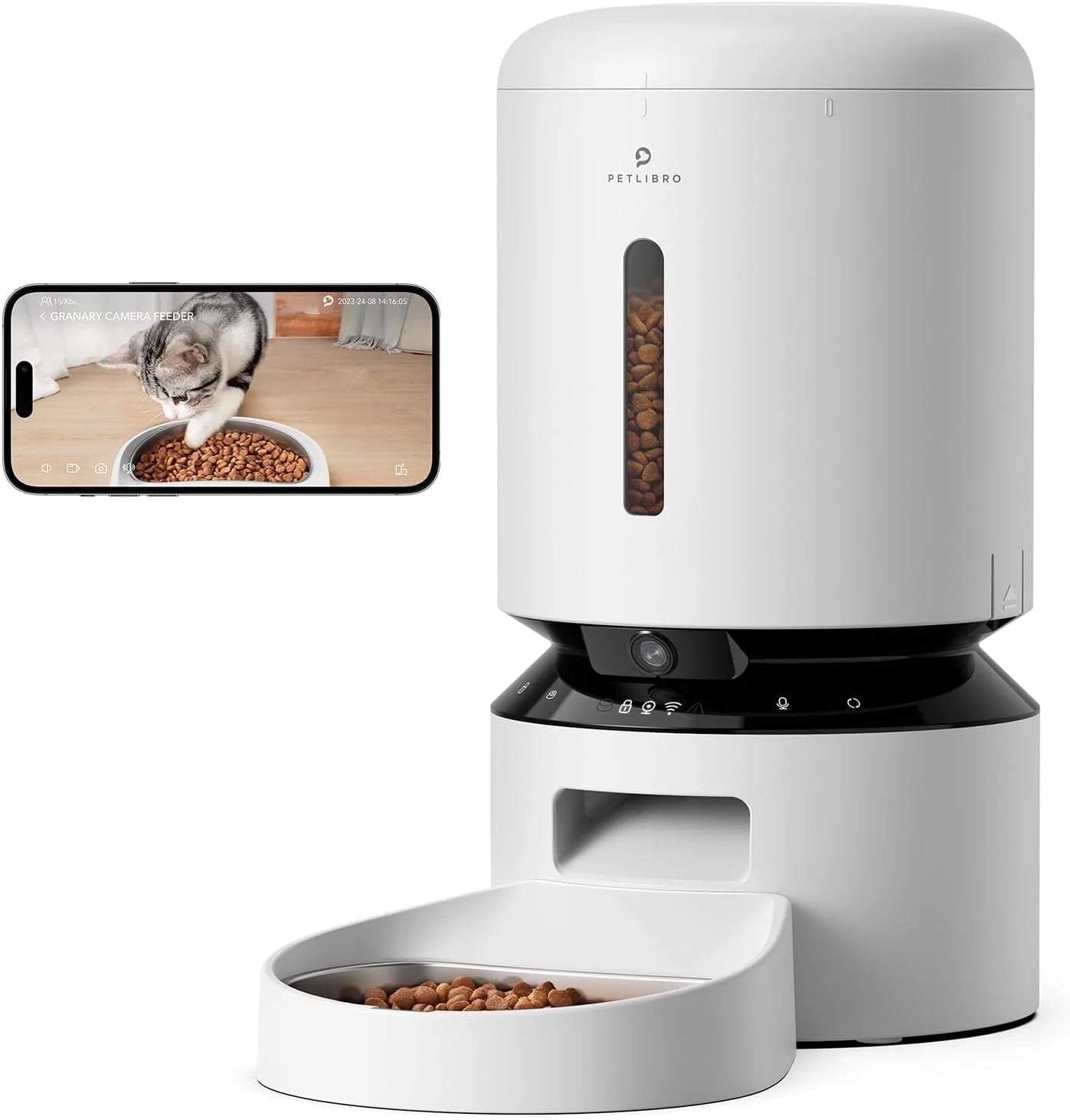 Petlibro Granary Automatic Two Cat with Camera Cat & Dog Feeder, 5-L, Black