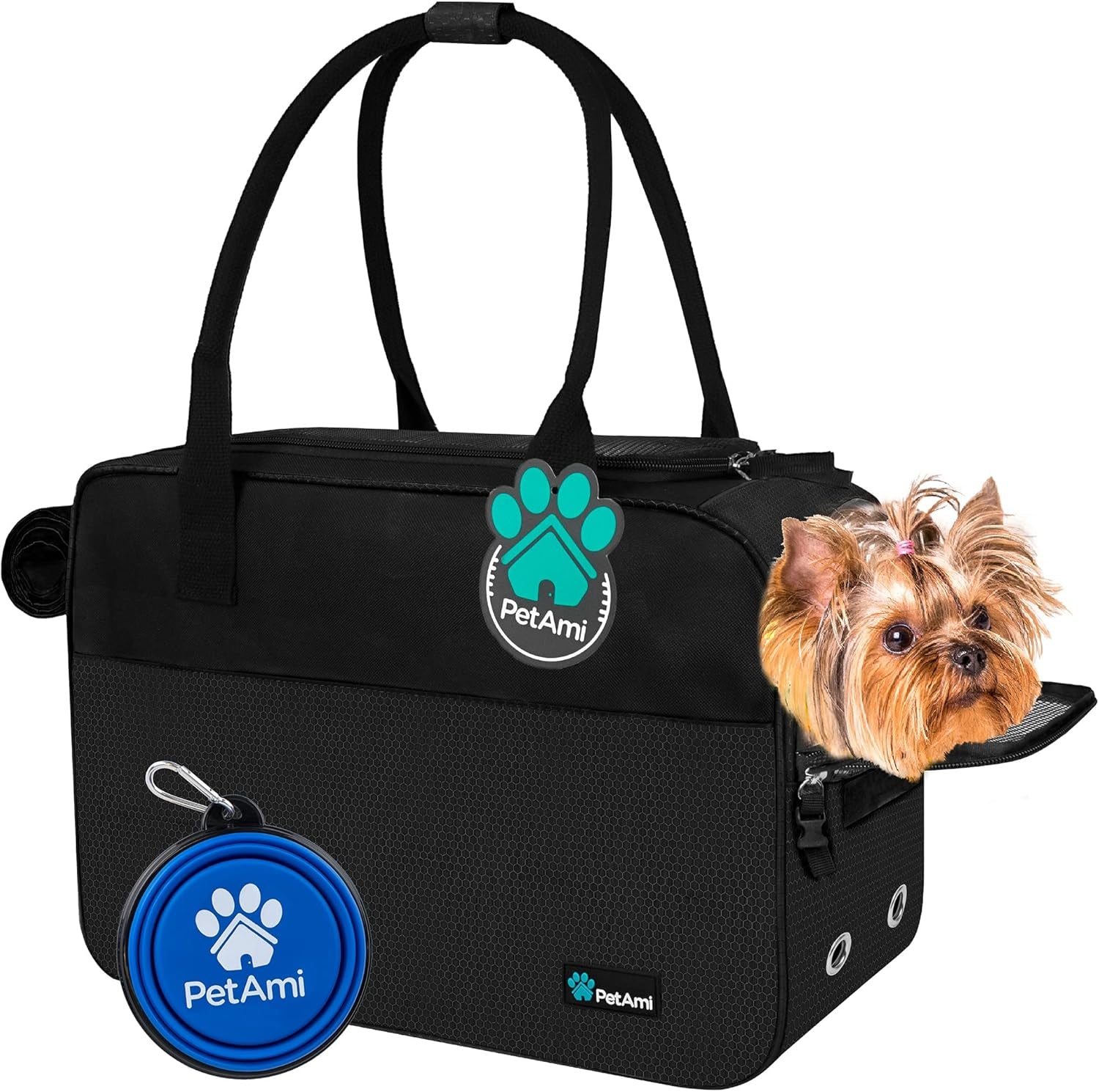Petami Dog Purse Carrier for Small Dogs, Airline Approved Soft Sided Pet Carrier with Pockets, Ventilated Dog Carrying Bag for Puppy Cat, Dog Travel Supplies Bag, Sherpa Bed, Max 12 Lbs, Purple