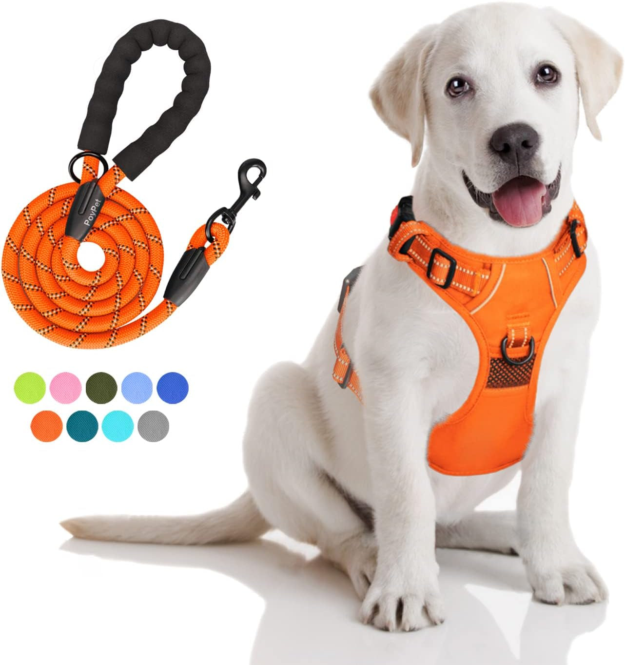 Dog Harness and Leash Combo, Escape Proof,  5 Feet Leash, Reflective Adjustable.