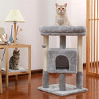 Pefilos 29" Cat Tree Tower for Indoor Cats Cat Condo with Sisal Scratching Posts, Plush Perch, Cat Bed Furniture, Gray