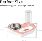 Automatic Pet Feeder 2-In-1 Pet  Feeding Dispenser Detachable Dog Water Bottle and Food Bowl Heart Shaped (Blue)