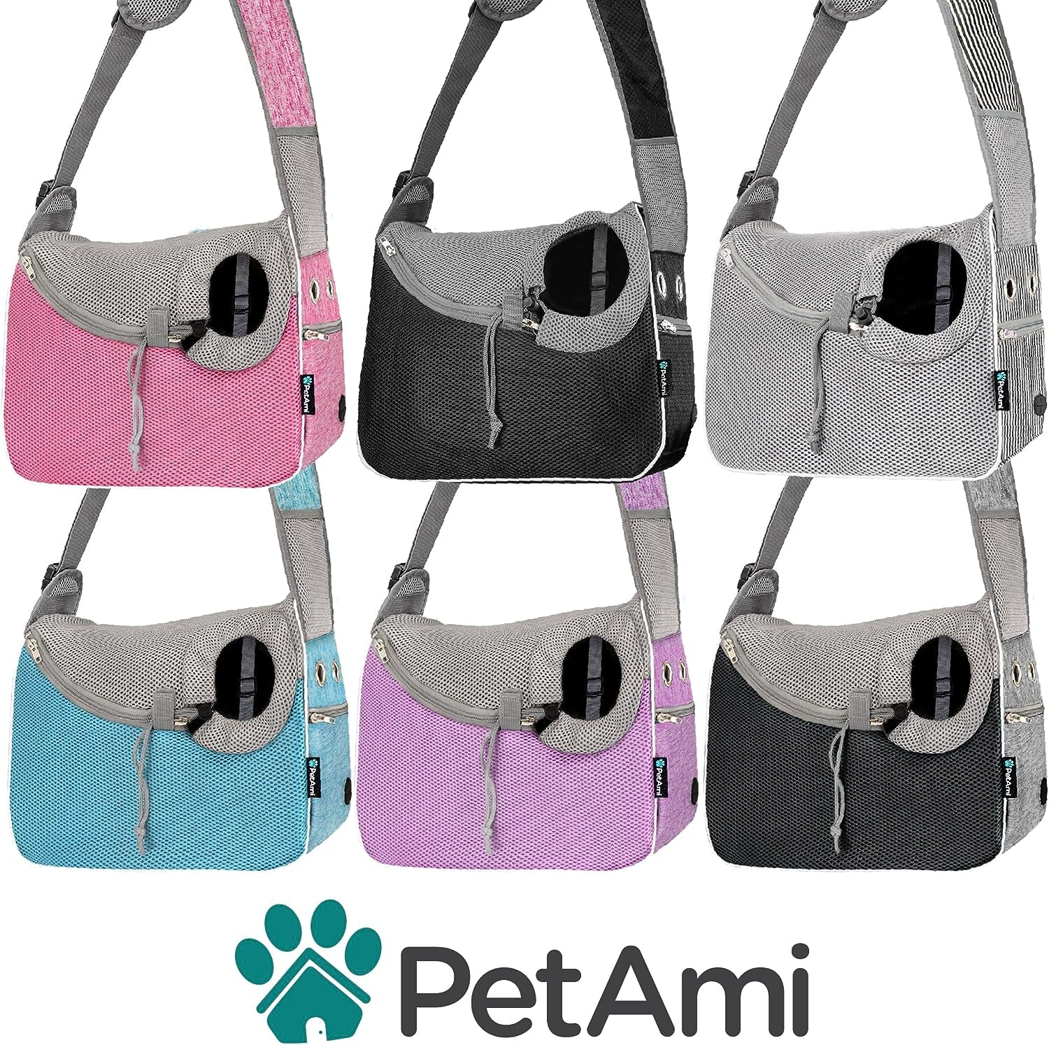 Petami Small Dog Sling Carrier, Soft-Sided Crossbody Puppy Carrying Purse Bag, Adjustable Sling Pet Pouch to Wear Medium Dog Cat Travel, Dog Bag for Traveling, Poop Bag Dispenser, Max 10 Lbs, Blue