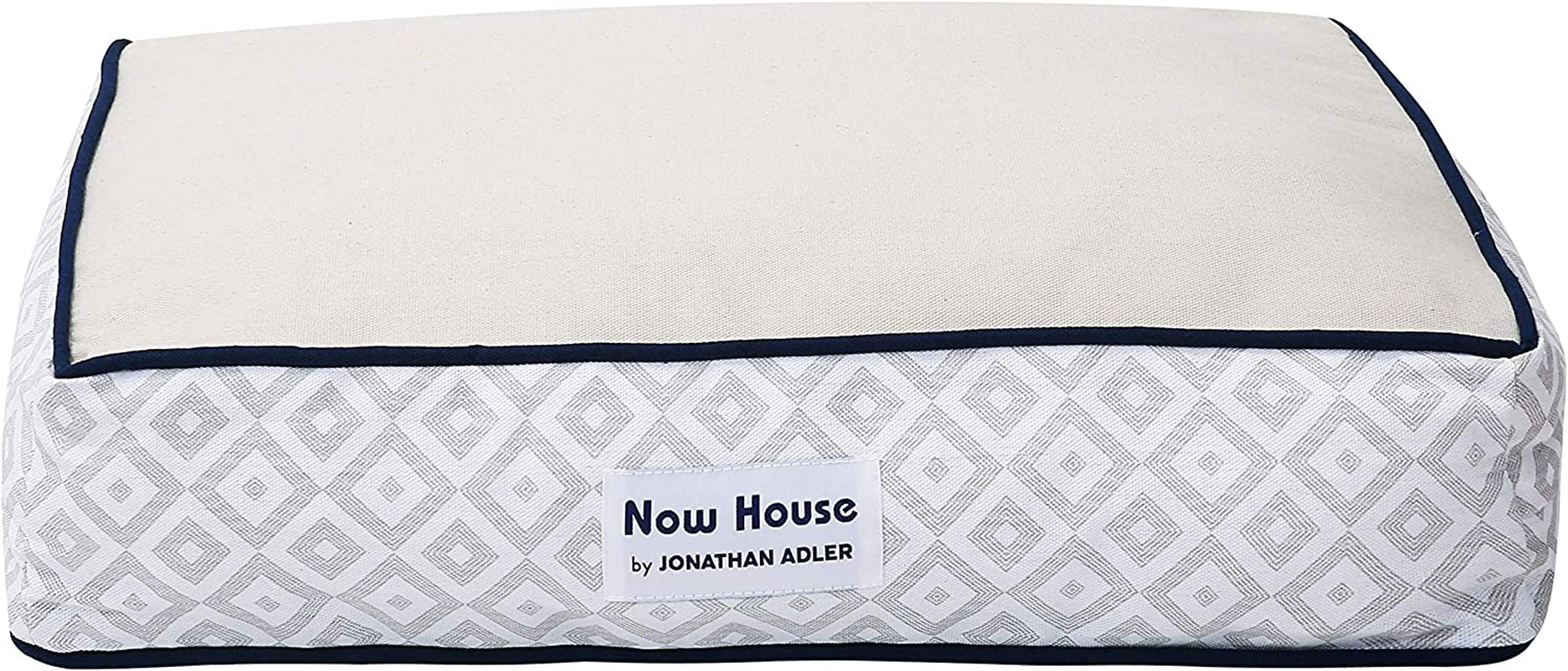 Jonathan Adler Now House for Pets Grey Diamond Cushion Dog Bed, Small Dog Bed, Machine Washable, Cotton/Poly Blend, 17X22X5 Inches