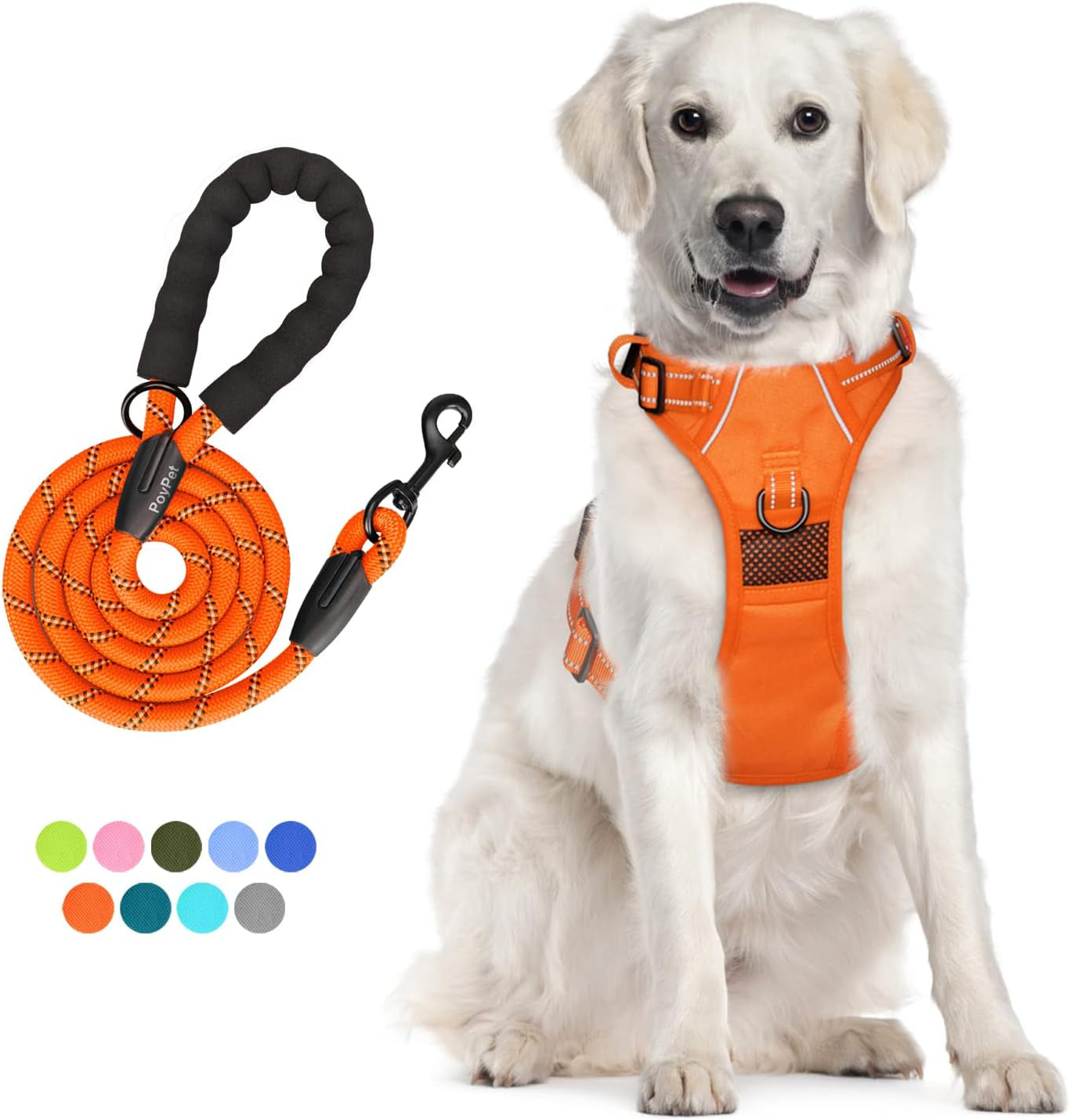 Dog Harness and Leash Combo, Escape Proof,  5 Feet Leash, Reflective Adjustable.