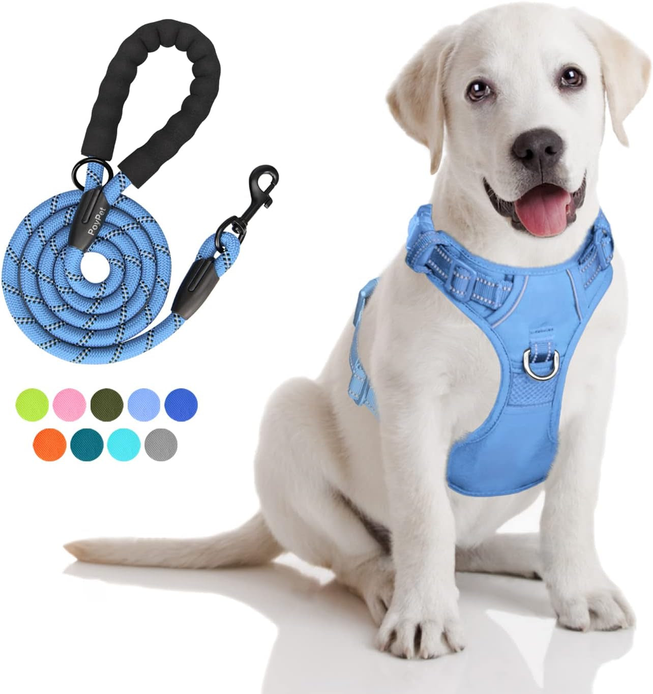 Dog Harness and Leash Combo, Escape Proof,  5 Feet Leash, Reflective Adjustable.