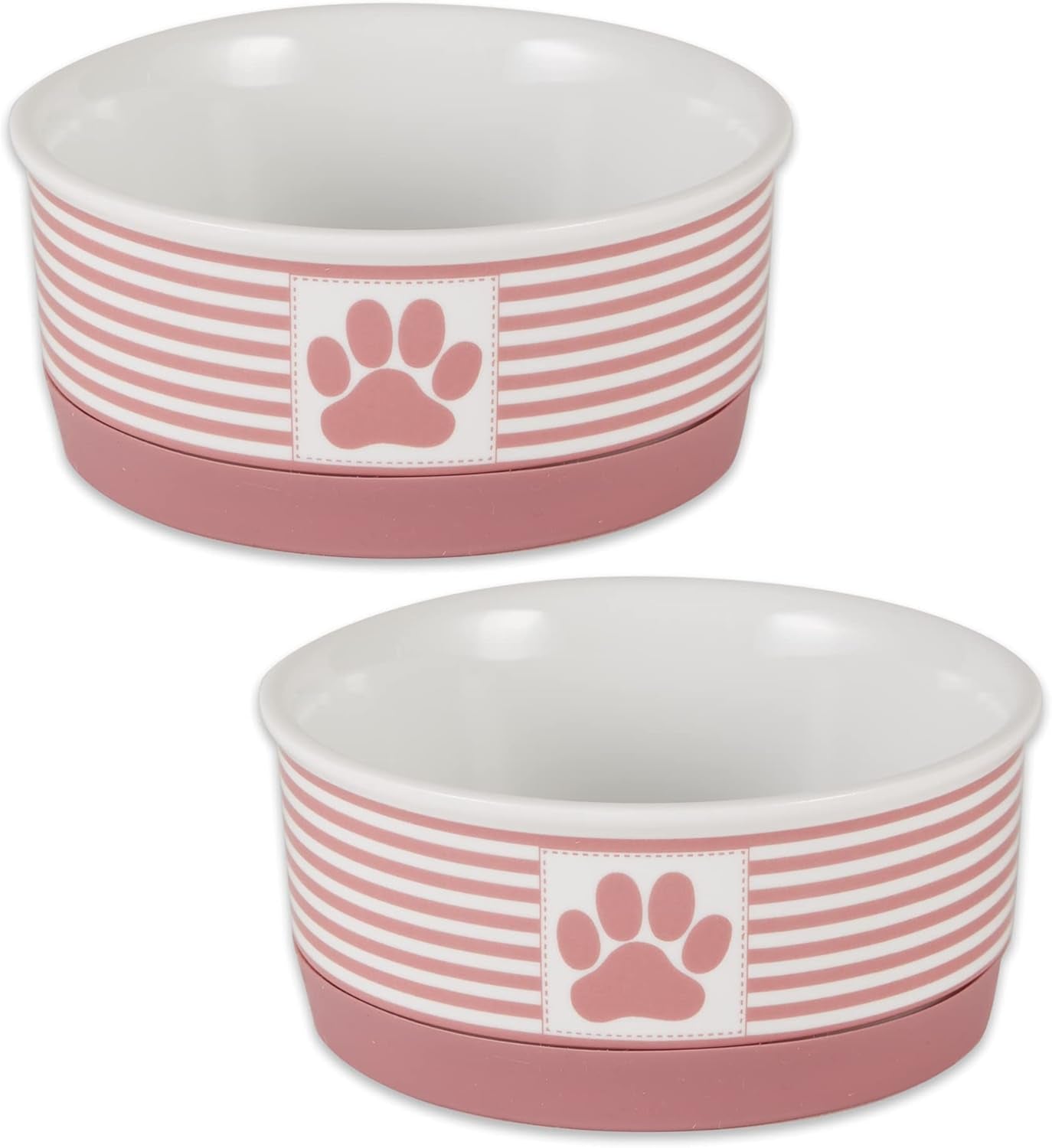 Bone Dry Paw & Patch Ceramic Pet Collection, Large Set, 7.5X2.4", Nautical Blue, (Pack of 2)