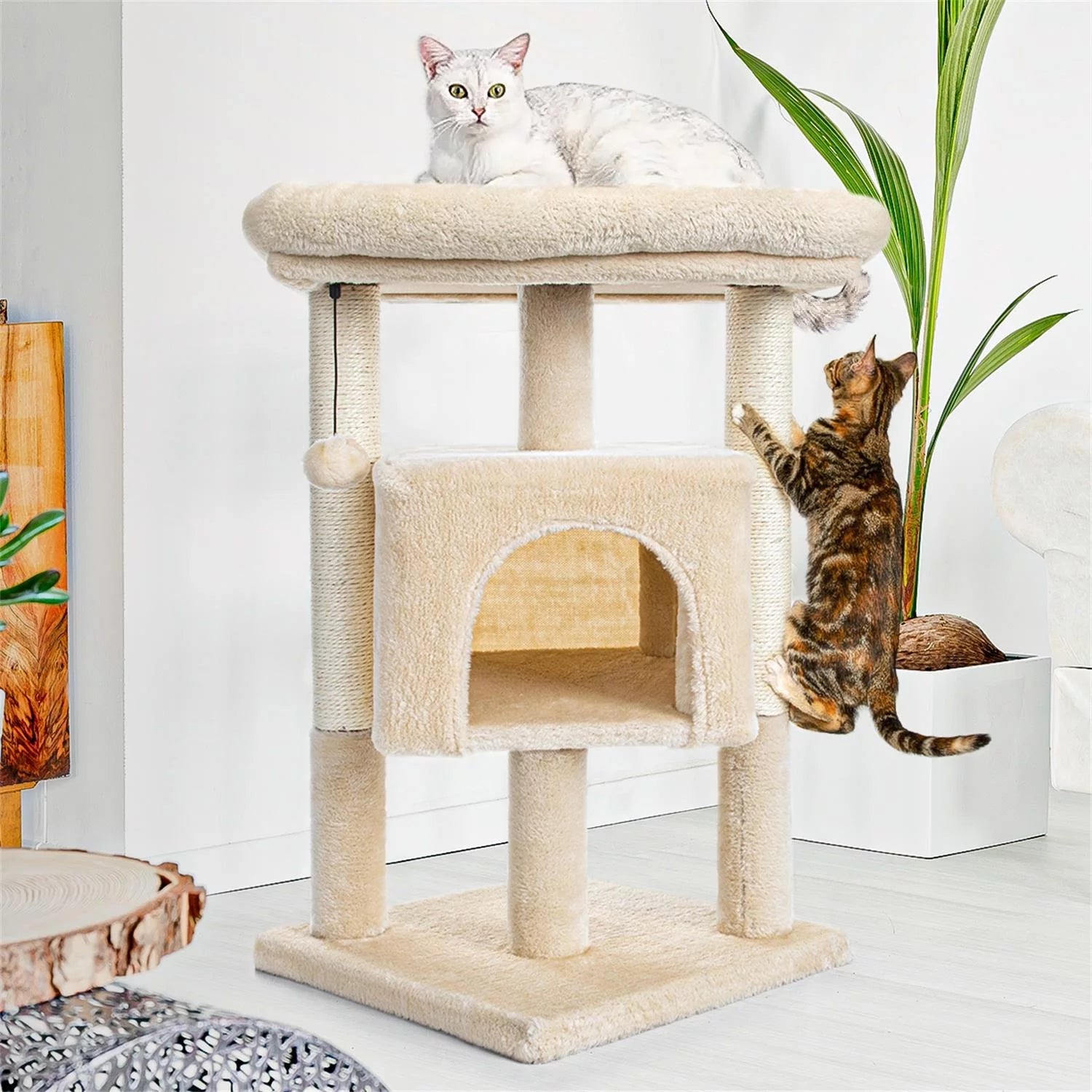 Pefilos 29" Cat Tree Tower for Indoor Cats Cat Condo with Sisal Scratching Posts, Plush Perch, Cat Bed Furniture, Gray
