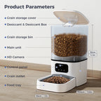 DOMIPET - Wi-Fi Automatic Pet Feeder with Camera & Night Vision, Two-Way Audio, 6L.