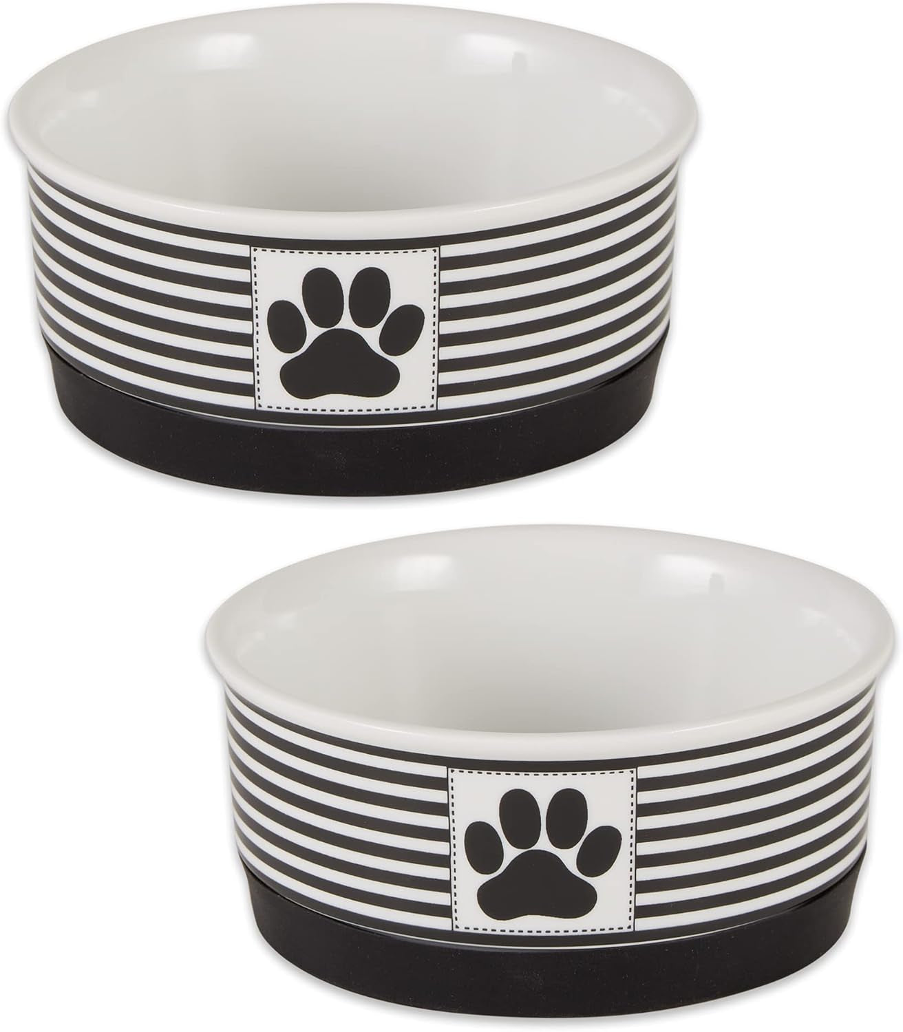 Bone Dry Paw & Patch Ceramic Pet Collection, Large Set, 7.5X2.4", Nautical Blue, (Pack of 2)