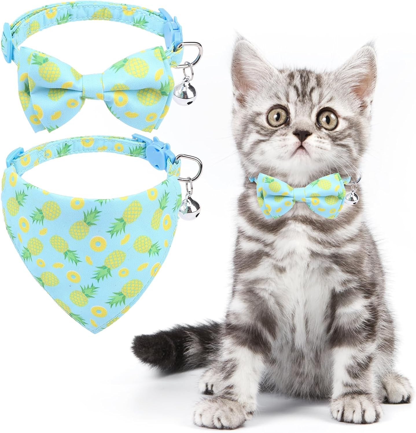 KOOLTAIL Breakaway Cat Collars – 2-Pack Plaid Bandana Set