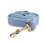 Blue Corduroy Dog Collar and Leash Set for Dogs