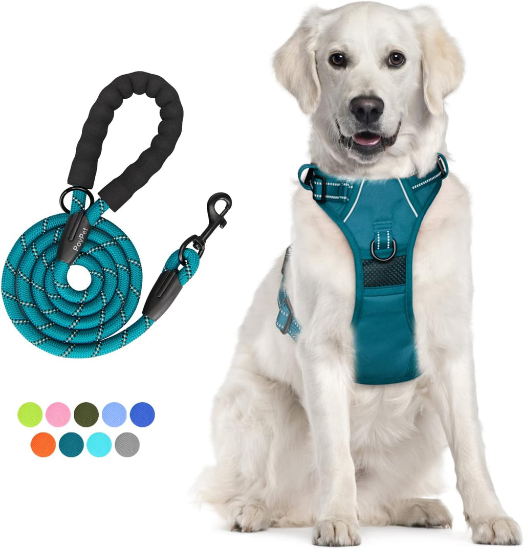 Dog Harness and Leash Combo, Escape Proof,  5 Feet Leash, Reflective Adjustable.