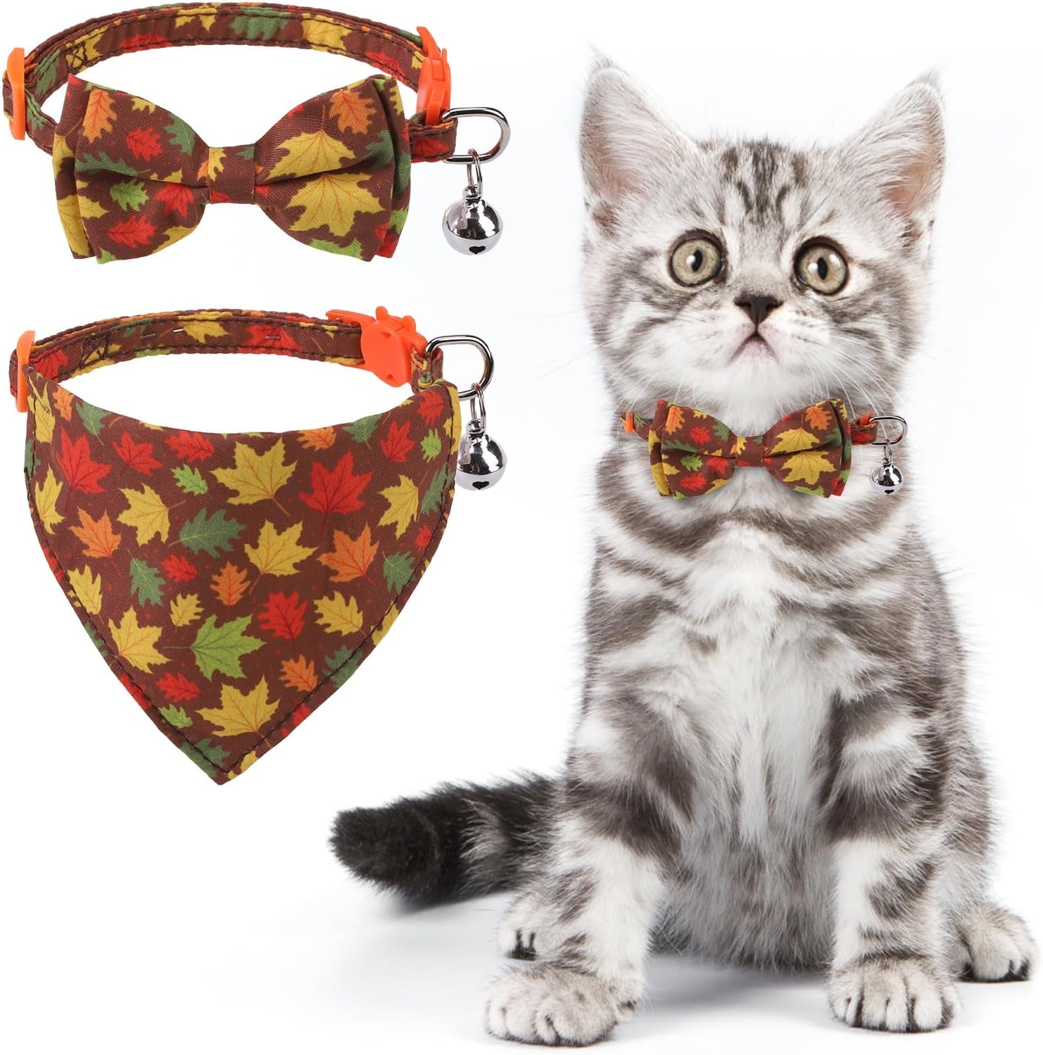 KOOLTAIL Breakaway Cat Collars – 2-Pack Plaid Bandana Set
