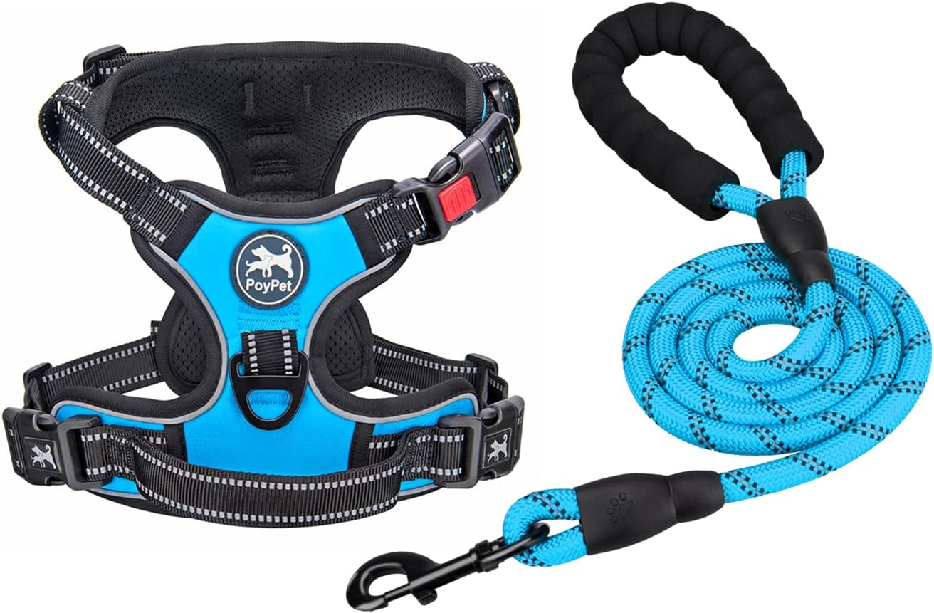 Dog Harness and Leash Combo, Escape Proof,  5 Feet Leash, Reflective Adjustable.