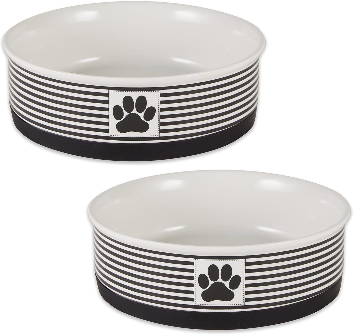 Bone Dry Paw & Patch Ceramic Pet Collection, Large Set, 7.5X2.4", Nautical Blue, (Pack of 2)