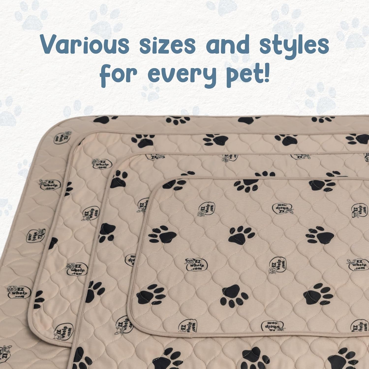 Ezwhelp Reusable Dog Pee Pads, Washable Waterproof Mats for Potty Training or Whelping Pads, Puppy Pad with Rounded Corners, 24X36 Inch, 2 Pack