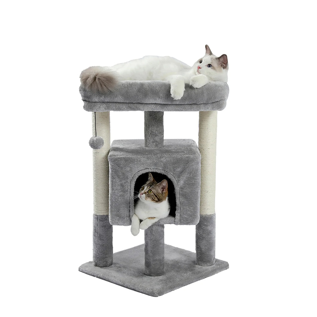 Pefilos 29" Cat Tree Tower for Indoor Cats Cat Condo with Sisal Scratching Posts, Plush Perch, Cat Bed Furniture, Gray