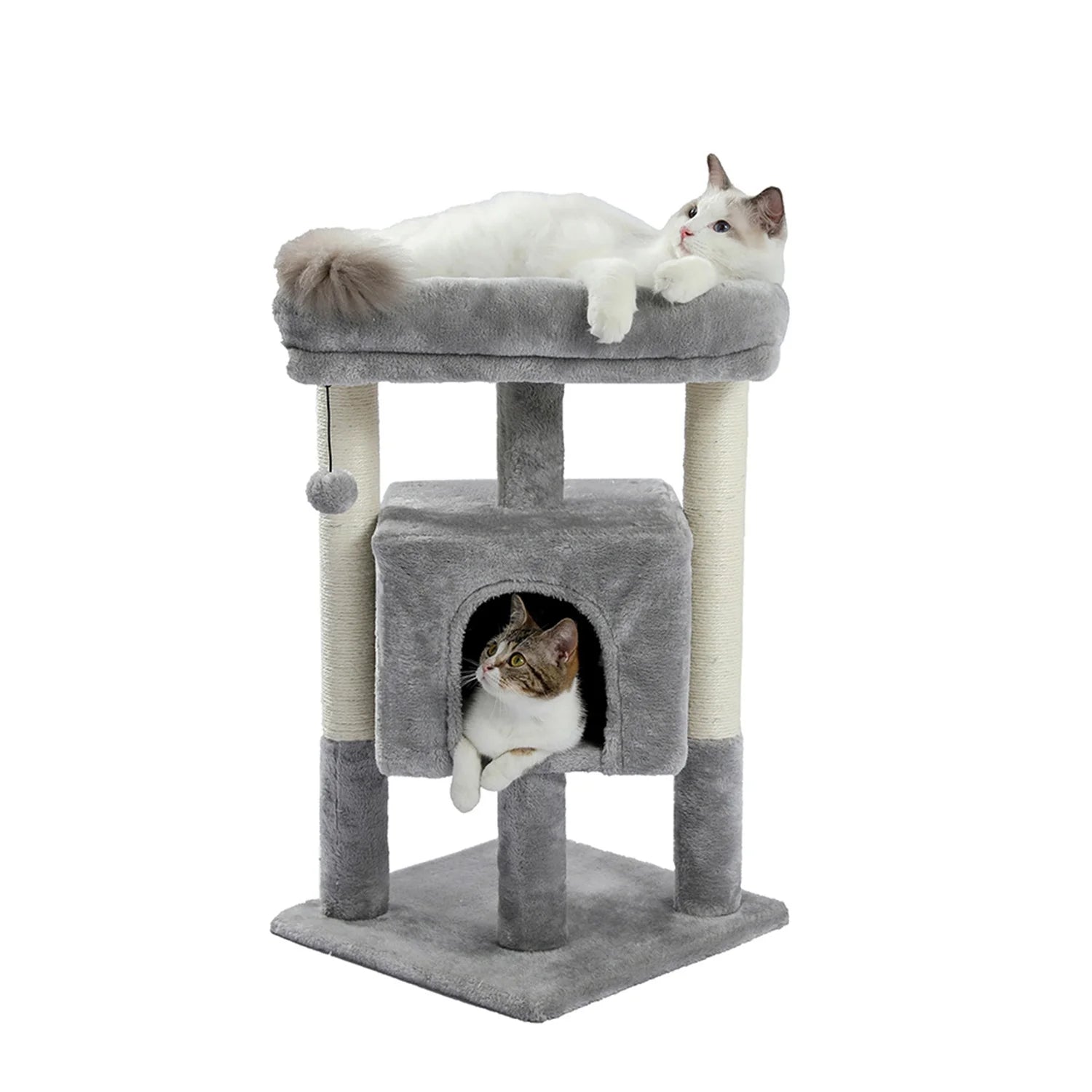 Pefilos 29" Cat Tree Tower for Indoor Cats Cat Condo with Sisal Scratching Posts, Plush Perch, Cat Bed Furniture, Gray