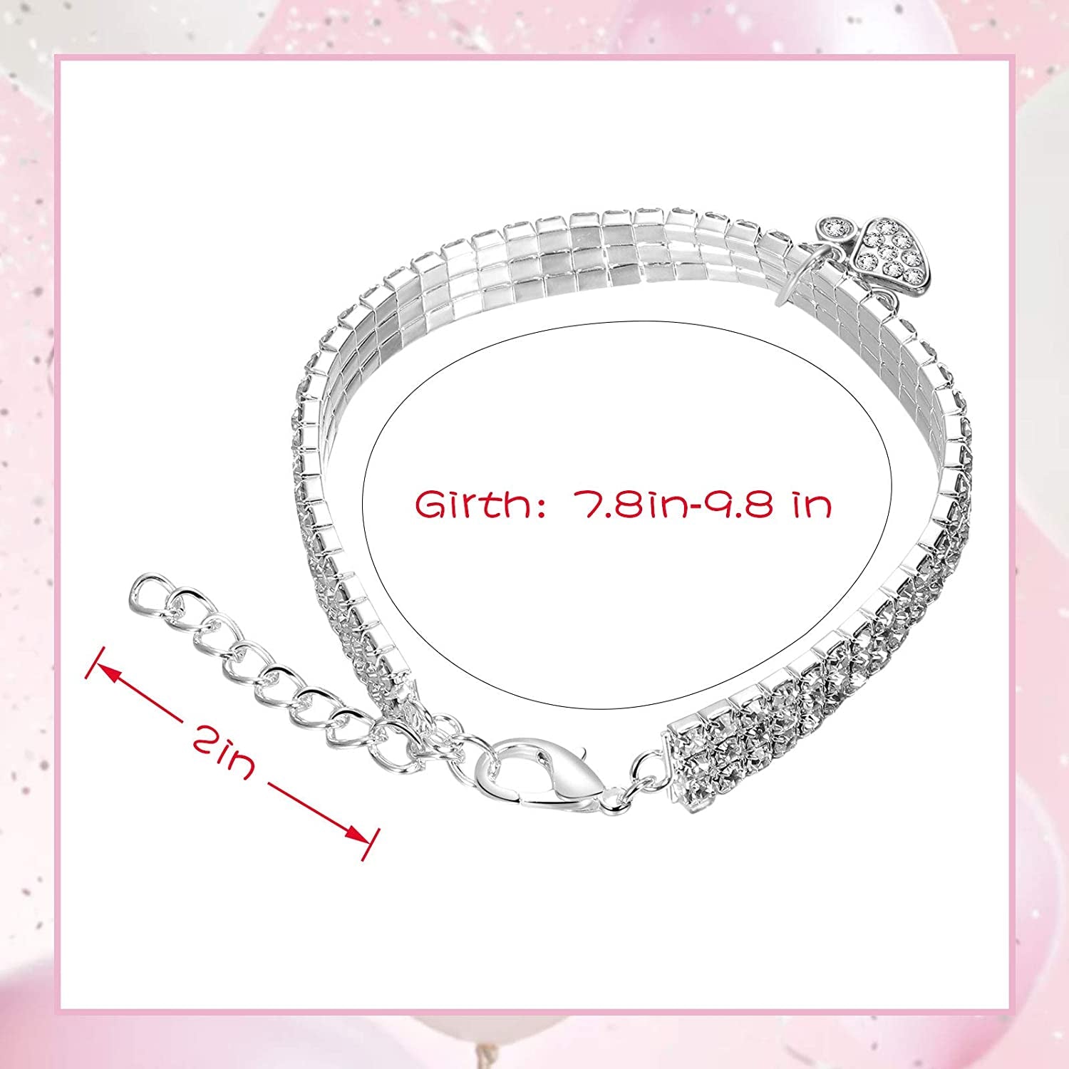 Adjustable Glitter Pendant Necklaces for Small Dogs and Cats (White) - Set of 3