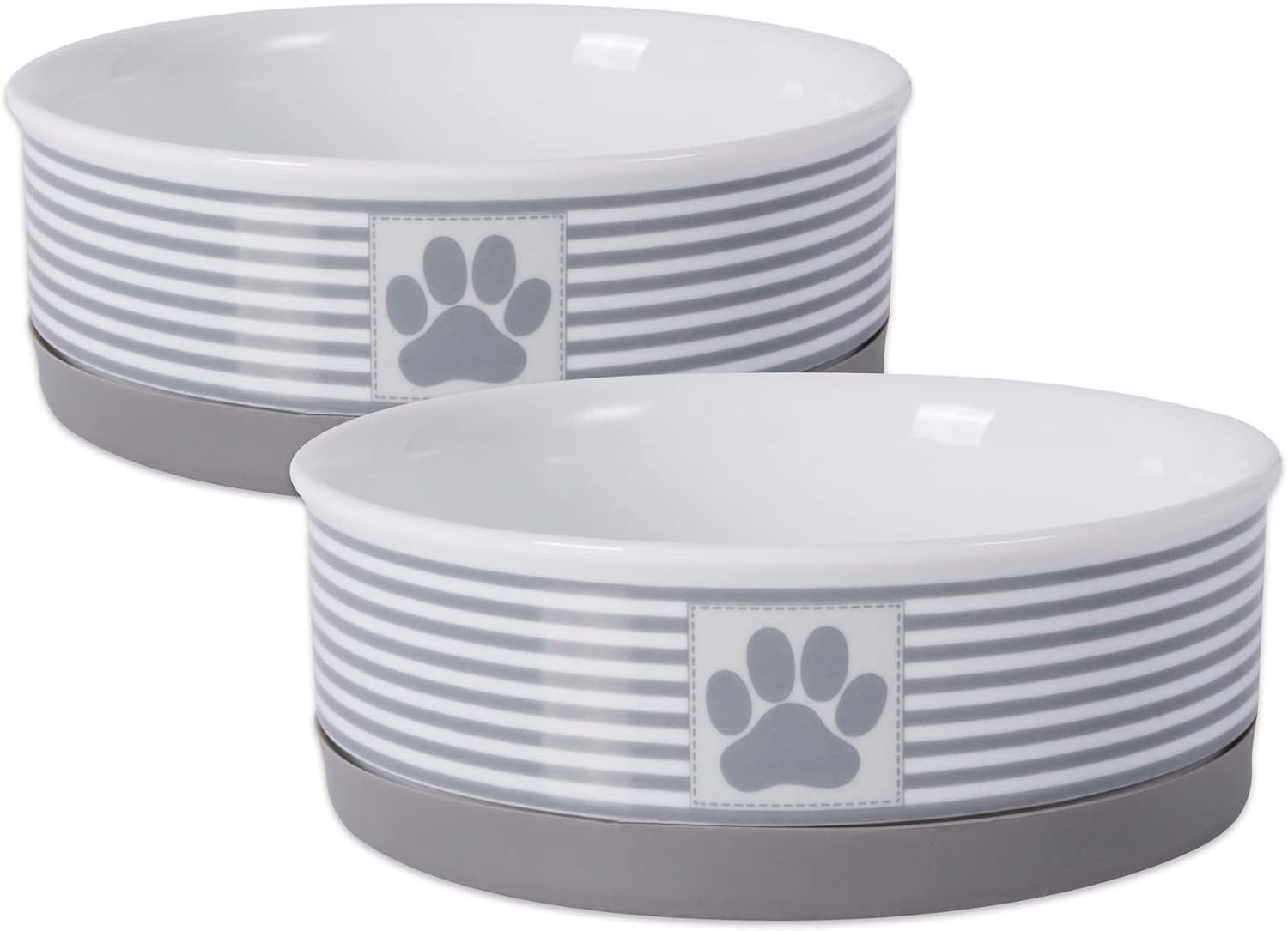 Bone Dry Paw & Patch Ceramic Pet Collection, Large Set, 7.5X2.4", Nautical Blue, (Pack of 2)