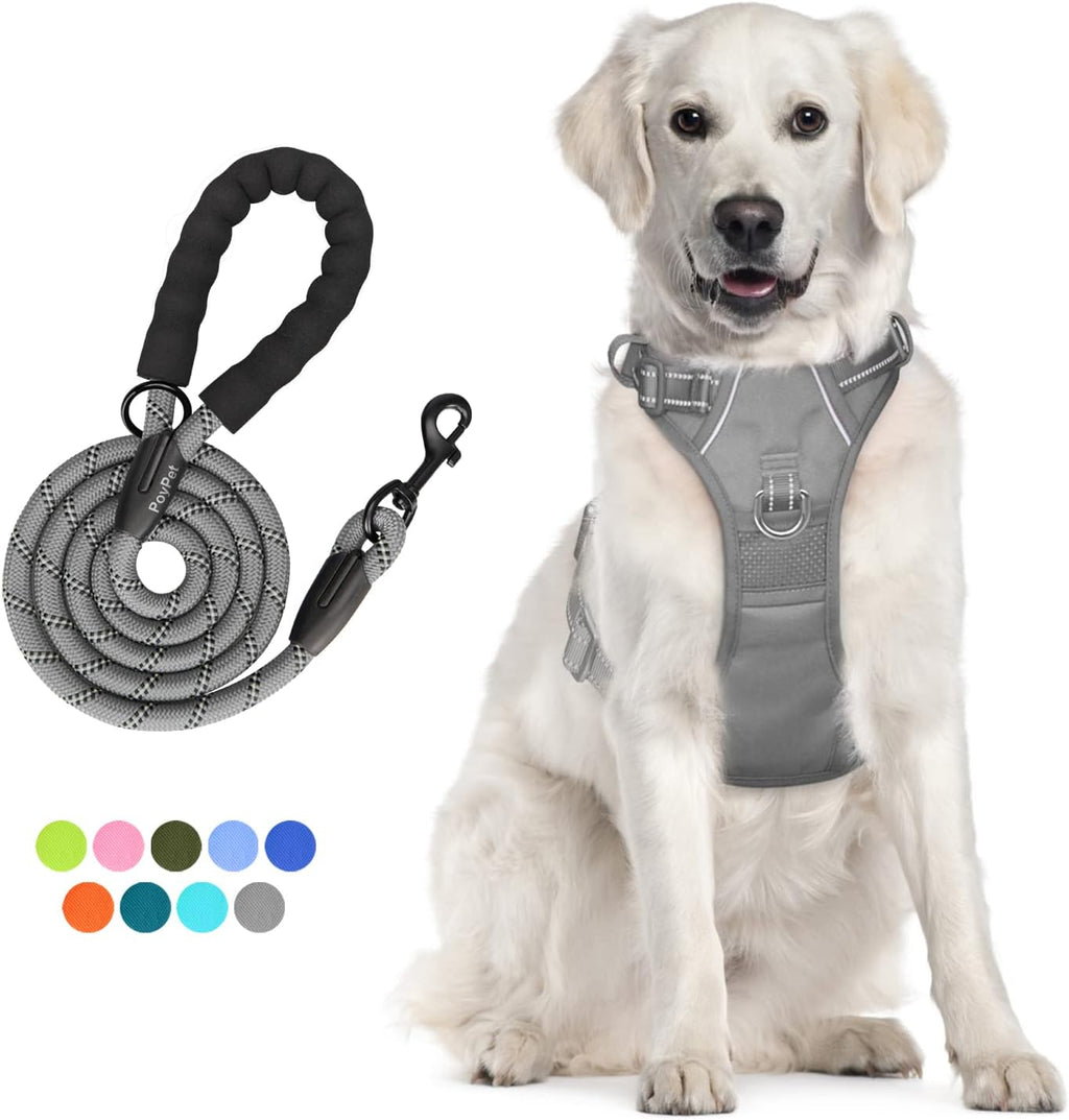 Dog Harness and Leash Combo, Escape Proof,  5 Feet Leash, Reflective Adjustable.