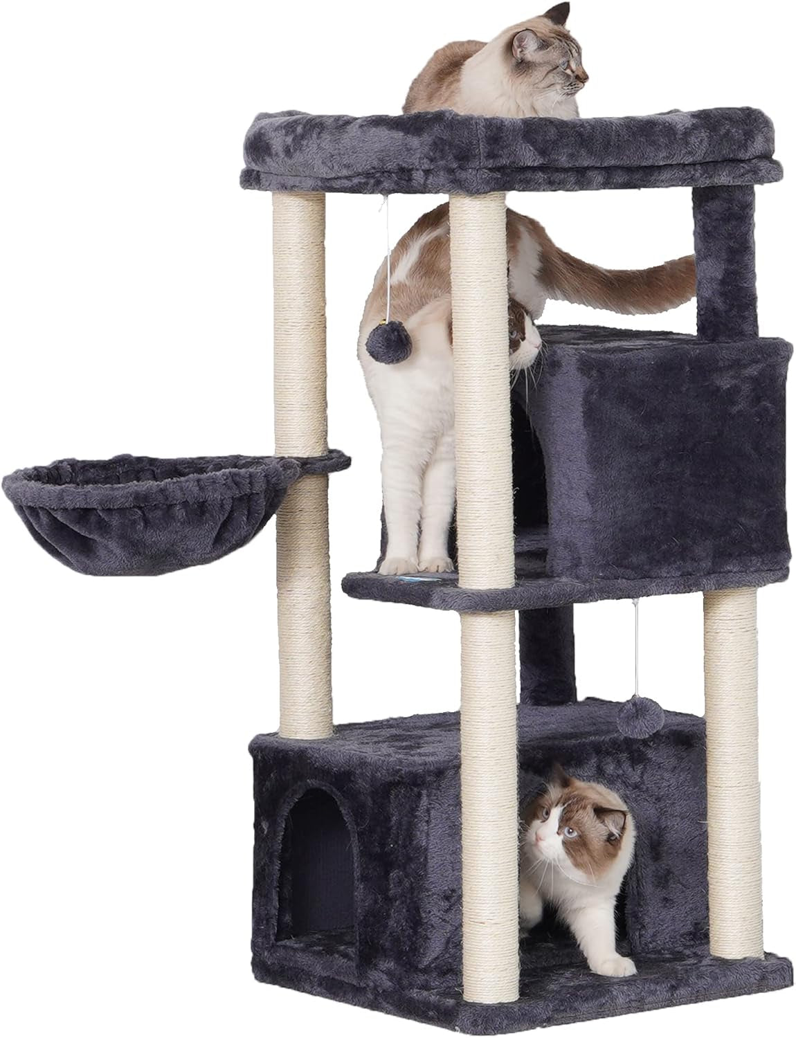 Hey-Brother - Large Cat Tree Tower with 2 Plush Condos