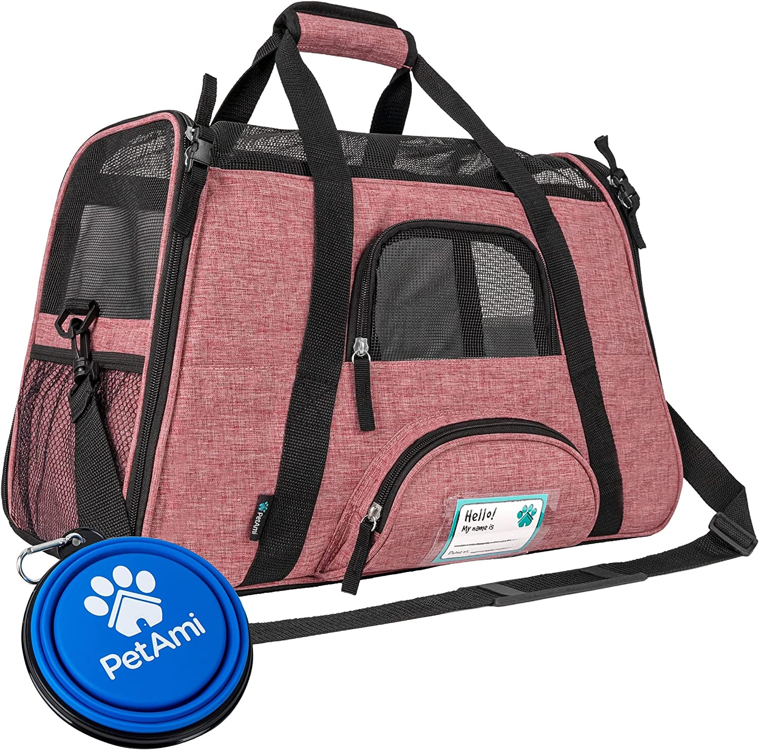 Petami Airline Approved Pet Carrier for Cat, Soft Sided Dog Carrier for Small Dog, Cat Travel Supplies Accessories for Indoor Cat, Ventilated Pet Carrying Bag Medium Kitten Puppy, Large Heather Purple