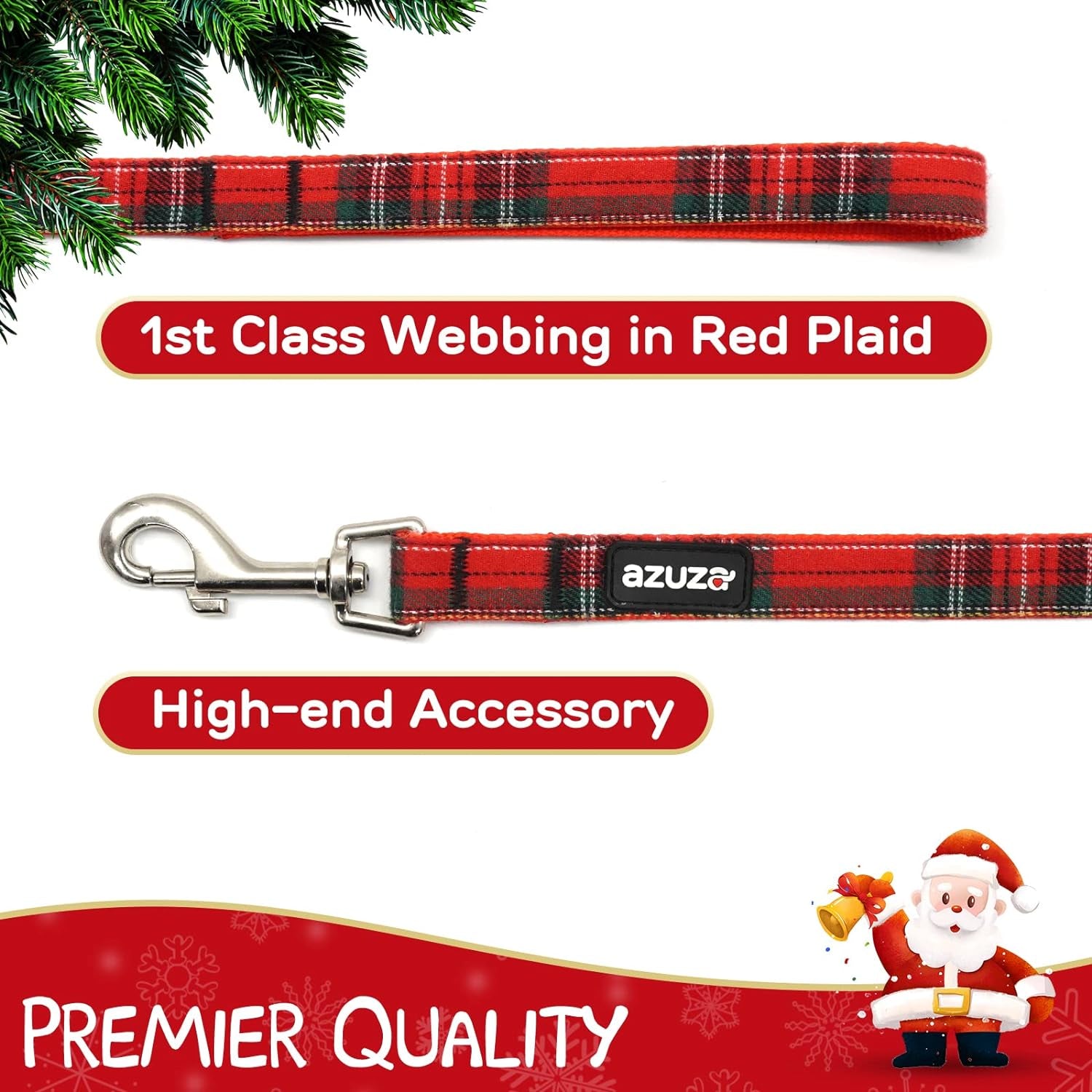 Azuza Christmas Buffalo Dog Collar and Leash Set