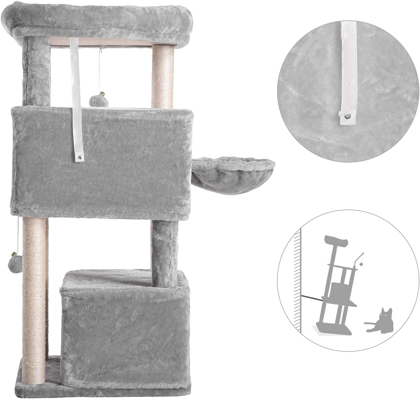 Hey-Brother - Large Cat Tree Tower with 2 Plush Condos