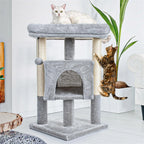 Pefilos 29" Cat Tree Tower for Indoor Cats Cat Condo with Sisal Scratching Posts, Plush Perch, Cat Bed Furniture, Gray